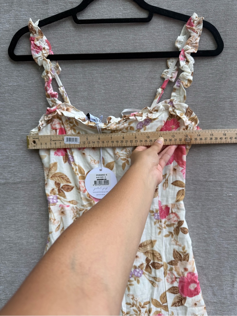Petal & Pup Floral Linen Blend Midi Dress Cottagecore Ruffle Strap Size US 4 NWT - Picture 6 of 7